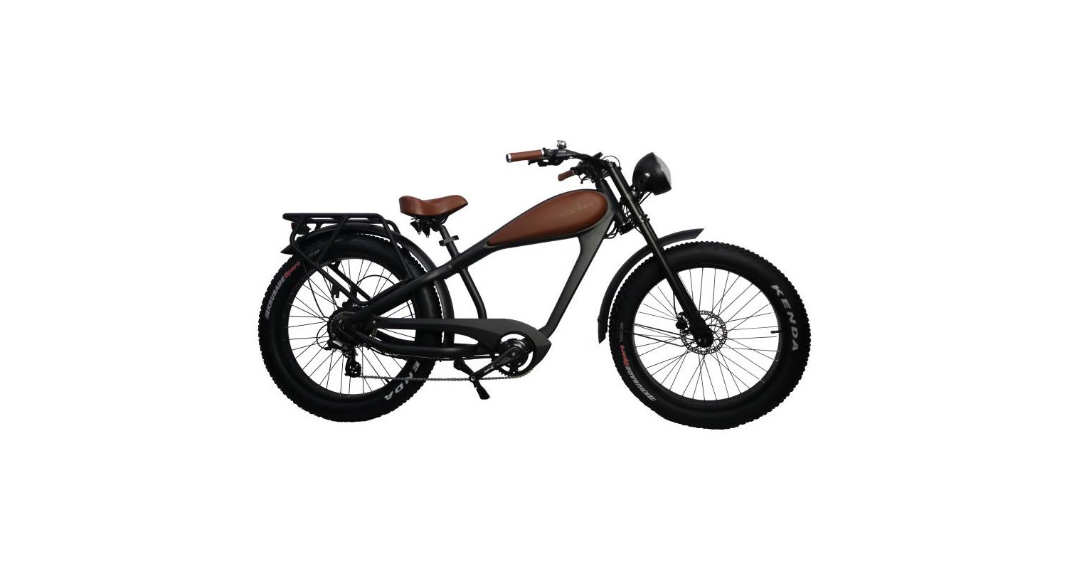 Fat Bike Electrique Vintage Noir mat et marron